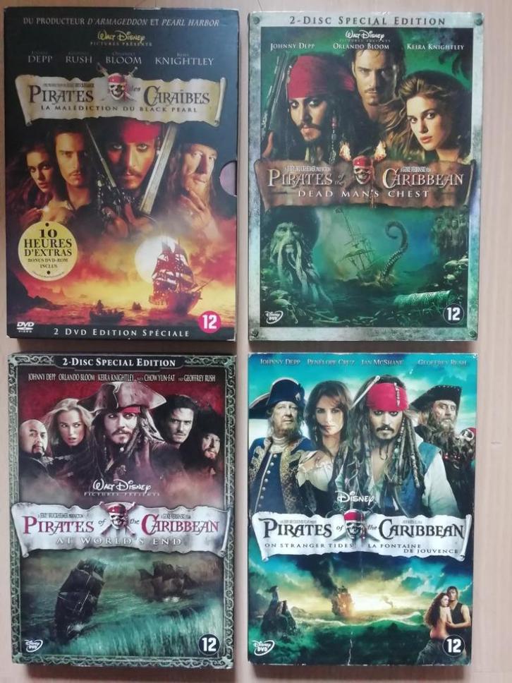pirates of the caribbean ( set - delen 1-2-3-4 ) johnny depp, Cd's en Dvd's, Dvd's | Avontuur, Zo goed als nieuw, Alle leeftijden