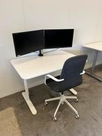3x werkplek met bureau, bureaustoel en dubbel scherm Iiyama, Ophalen, Gebruikt, In hoogte verstelbaar, Bureau