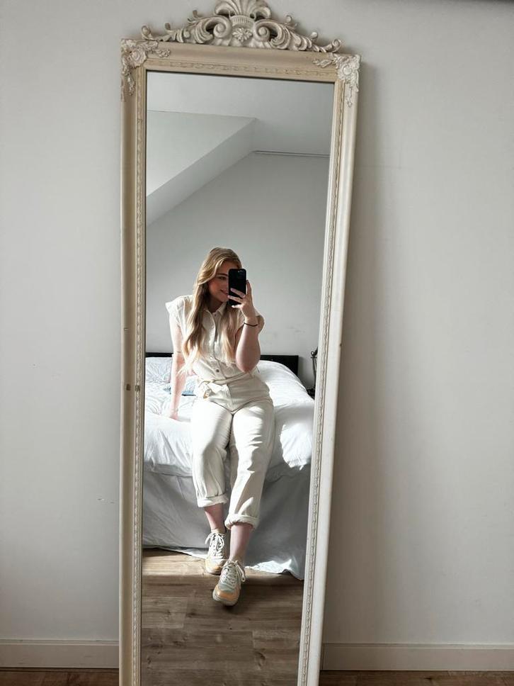 Antieke Brocante Spiegel met Ornamenten, Huis en Inrichting, Woonaccessoires | Spiegels, Gebruikt, 50 tot 75 cm, 150 tot 200 cm