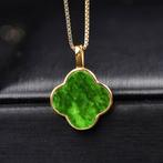 ALGT Certified jadeïet jade hanger 18k verguld incl certif, Ophalen of Verzenden, Nieuw, Goud, Zilver
