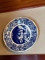 Blauw Wandbord Visser met Pijp en Zeilboten, Ophalen of Verzenden