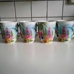 4 mokken tropical met kolibries, Huis en Inrichting, Keuken | Servies, Ophalen of Verzenden, Zo goed als nieuw, Overige stijlen