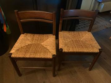 Vintage stoelen met rieten zitting - set van 2 beschikbaar voor biedingen
