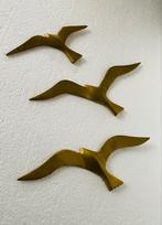 Messing vogels (3) zwaluwen wanddecoratie , jaren 70, Ophalen of Verzenden
