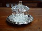 Kristallen confiture schaaltje met verzilverd onderschaaltje, Antiek en Kunst, Antiek | Glas en Kristal, Ophalen of Verzenden