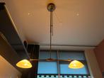 HANGLAMP + PLAFONNIERE + WANDLAMPEN brons en kelken van glas, Ophalen, Zo goed als nieuw, Metaal