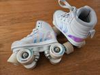 kinder rolschaatsen oxelo en BTWIN wit/ paars + beschermers, Ophalen of Verzenden, Zo goed als nieuw