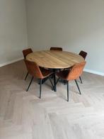 Ronde verjongd eiken houten tafel incl stoelen, Huis en Inrichting, Tafels | Eettafels, Ophalen, 100 tot 150 cm, Rond, Zo goed als nieuw