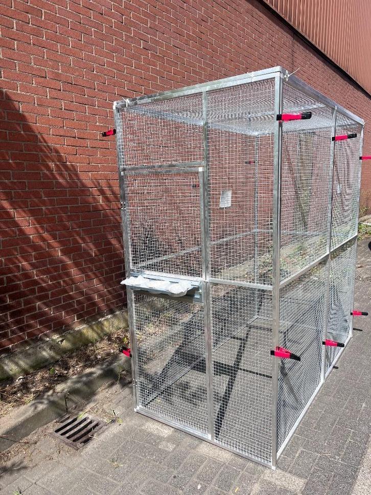 Stevige Aluminium Volière – 1x2x2m – Inclusief Voerplateau, Dieren en Toebehoren, Vogels | Hokken en Kooien, Nieuw, Volière, Aluminium