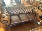 Chesterfield bruin, Ophalen, Driepersoons, Zo goed als nieuw, Rechte bank