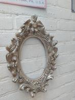 Mooie oude Brocante zilverkleur gipsen lijst met engeltjes, Antiek en Kunst, Ophalen of Verzenden