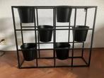 Zwart metalen wand bloembak, Tuin en Terras, Bloembakken en Plantenbakken, Ophalen, Minder dan 30 cm, Rond, Zo goed als nieuw