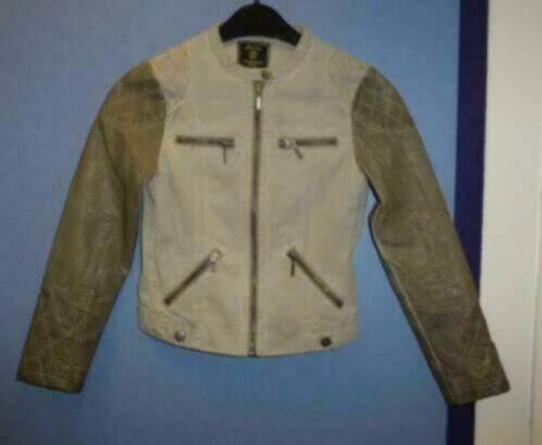 Geisha pu- leer grijs met taupe jasje mt 140 nr 32964, Kinderen en Baby's, Kinderkleding | Maat 140, Zo goed als nieuw, Meisje