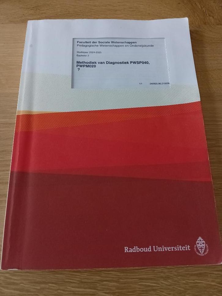 Methodiek van diagnostiek (Radboud Universiteit) reader, Boeken, Studieboeken en Cursussen, Gelezen, WO, Alpha, Ophalen of Verzenden