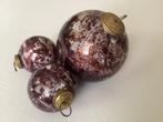 3 Glazen Heksenbollen Gemêleerd, Goud/Aubergine/Wit., Antiek en Kunst, Antiek | Glas en Kristal, Ophalen of Verzenden