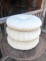 3 kussens rond creme licht beige linen & more, Huis en Inrichting, Woonaccessoires | Kussens, Ophalen of Verzenden, Gebruikt, Beige