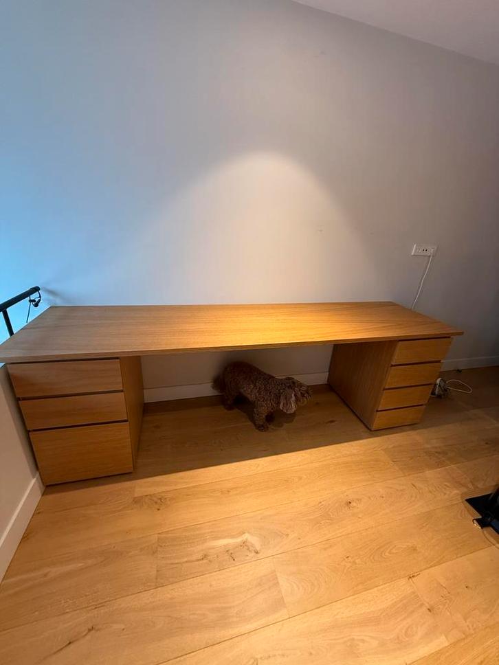 Groot Bureau met Ladeblokken - 248cm, Huis en Inrichting, Bureaus, Gebruikt, Bureau, Ophalen