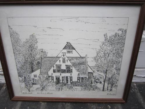 Ridderkerk, 2 Tek/Litho's Huis ter Heide /Ned. Herv. Kerk, Antiek en Kunst, Kunst | Litho's en Zeefdrukken, Ophalen of Verzenden