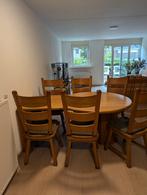 Eiken eethoek met 6 stoelen, Ophalen, Gebruikt, Info@hout.nl, 4 tot 6 stoelen