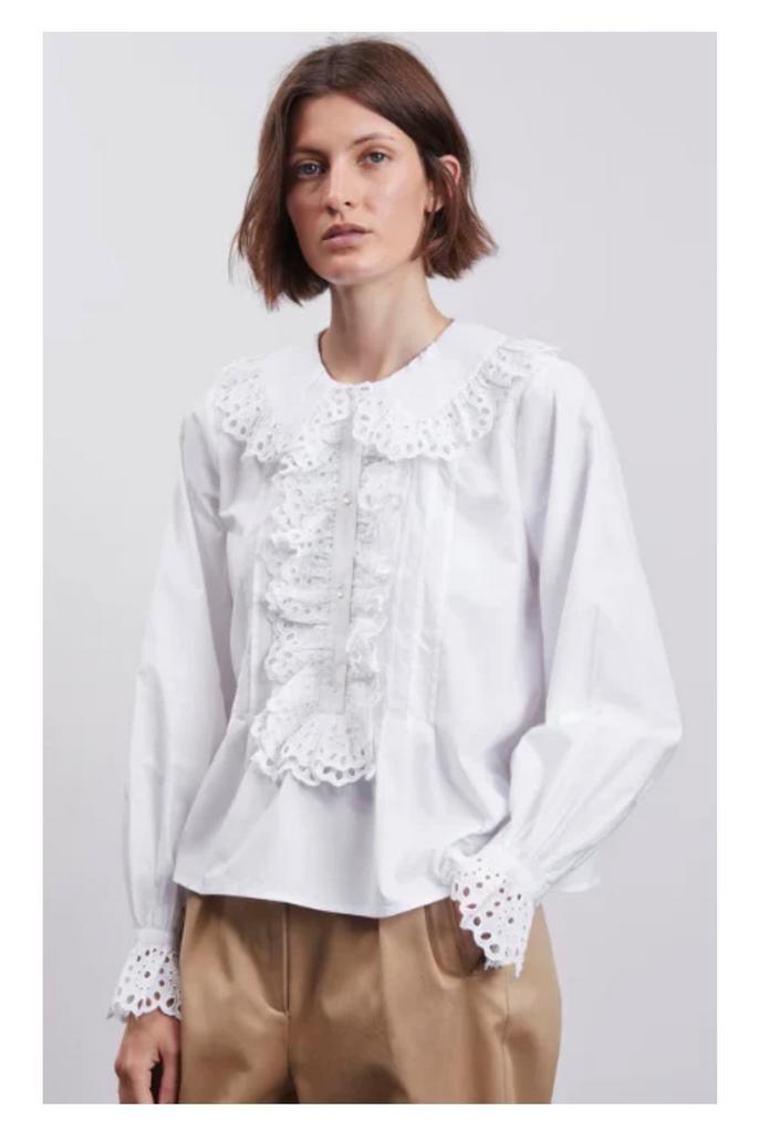 Skall Studio prachtige blouse broderie kant 38, Kleding | Dames, Blouses en Tunieken, Zo goed als nieuw, Maat 38/40 (M), Wit, Ophalen of Verzenden