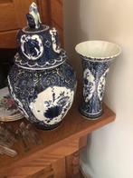Delfts Blauw Vaas en Pot met Deksel, Antiek en Kunst, Ophalen