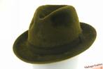 Vintage gleufhoed Wegener groen zacht haarvilt 56, Wegener, Hoed, Ophalen of Verzenden, 57 cm (M, 7⅛ inch) of minder
