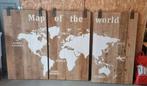 Wereldkaart Wandpanelen Set van 3 - Steigerhout, Ophalen, Zo goed als nieuw