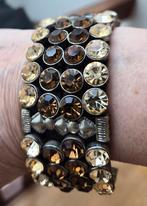 Zware armband met Swarovski steentjes, Overige materialen, Gebruikt, Met strass, Bruin