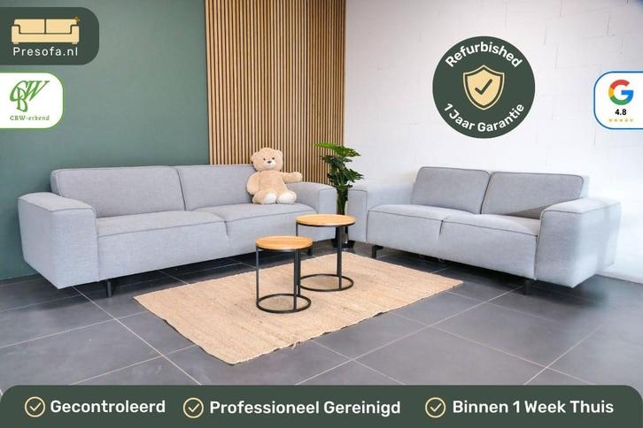 InHouse Set 2 + 3 zits Lichtgrijs [Refurbished], Huis en Inrichting, Banken | Bankstellen, Zo goed als nieuw, Rechte bank, Driepersoons