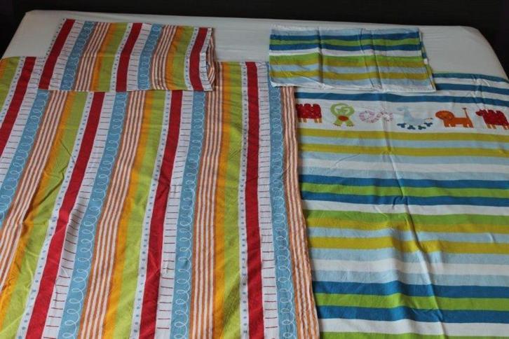 kinderdekbedovertrekk vrolijke strepen, Kinderen en Baby's, Kinderkamer | Beddengoed, Gebruikt, Dekbedovertrek, Overige kleuren