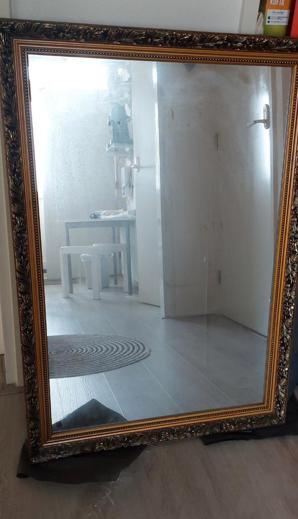 Grote Spiegel met Gouden Ornamenten Lijst, Huis en Inrichting, Woonaccessoires | Spiegels, Zo goed als nieuw, 100 tot 125 cm, Minder dan 100 cm