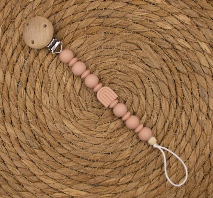 Speenkoord met regenboog van siliconen kralen, Kinderen en Baby's, Kraamcadeaus en Geboorteborden, Nieuw, Kraamcadeau, Ophalen of Verzenden