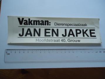 sticker oud Grouw friesland Jan Japke dieren winkel vintage beschikbaar voor biedingen