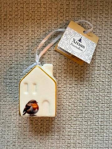 Nieuw porseleinen kerst hanger huisje afbeelding roodborst beschikbaar voor biedingen