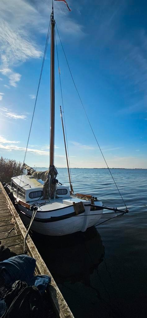 Skutsje tjalk praam zeilsloep, Watersport en Boten, Platbodems, Zo goed als nieuw, 6 tot 9 meter, Staal, Diesel, Ophalen