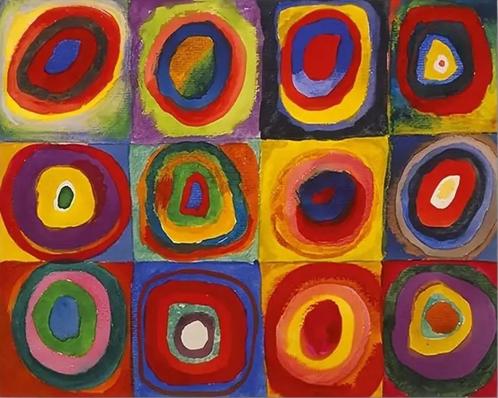 Wassily Kandinsky Kleurenstudie - ArtPrint op Canvasdoek, Antiek en Kunst, Kunst | Litho's en Zeefdrukken, Ophalen of Verzenden