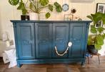 Prachtige petrol vintage buffetkast dressoir opbergkast, Antiek en Kunst, Ophalen