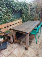 Houten buitentafel + bank, Tuin en Terras, Ophalen, Gebruikt, Hout, Bank
