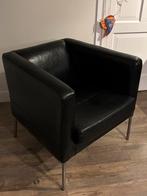 IKEA Klappsta zwart leren fauteuil, Huis en Inrichting, Fauteuils, Ophalen, Zo goed als nieuw, Leer, 75 tot 100 cm