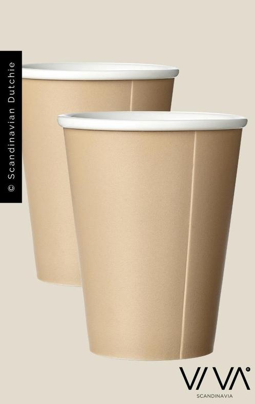 Papercup bekers - set van 2 - in porselein, Huis en Inrichting, Keuken | Servies, Nieuw, Kop(pen) en/of Schotel(s), Effen, Porselein