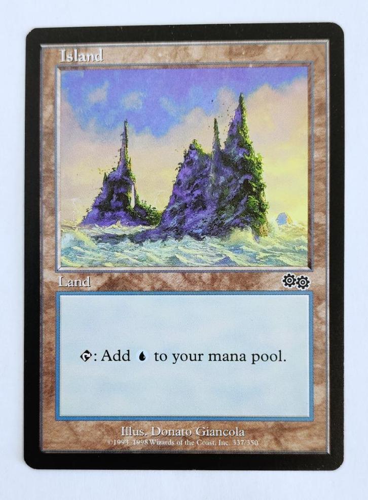 Island V.3 Urza's Saga MTG Near Mint, Hobby en Vrije tijd, Verzamelkaartspellen | Magic the Gathering, Zo goed als nieuw, Losse kaart