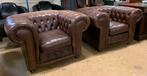 Prachtige Set Chesterfield Fauteuils Bruin., Gebruikt, Ophalen of Verzenden, Springvale, Leer