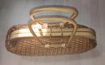 Vintage rieten, rotan, stevige handtas met binnenkant jute, Ophalen of Verzenden, Gebruikt, Beige, Handtas