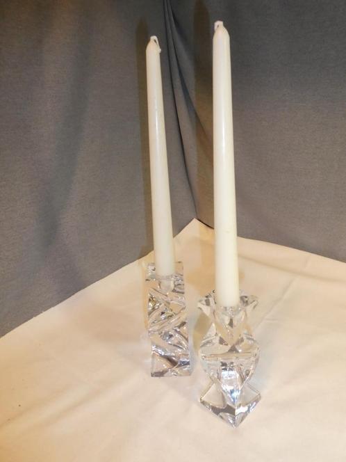 2 x Rogaska Crystal Cobra Stijl Kandelaar, Huis en Inrichting, Woonaccessoires | Kandelaars en Kaarsen, Gebruikt, Kandelaar, Minder dan 25 cm