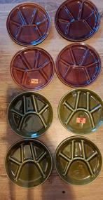 2 x 4 Vintage Fondue Borden - 4 voor 5 € Aardewerk, Ophalen, Gebruikt, Onbekend, Effen