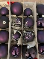 23 diep paarse / aubergine kleurige kerstballen, Ophalen of Verzenden, Zo goed als nieuw