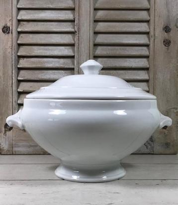 Witte soupière terrine van A. Pillivuyt Foëcy-Limoges France beschikbaar voor biedingen