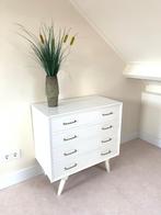 Retro vintage witte houten ladekast kastje commode, Ophalen, 50 tot 100 cm, 3 of 4 laden, Minder dan 100 cm