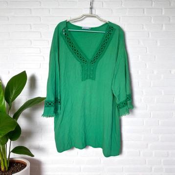 Made in Italy Tuniek Universele Maat Groen Gehaakt Boho beschikbaar voor biedingen