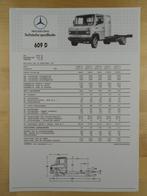Mercedes 609D Technische Specificatie folder ca 1987 609 D, Ophalen, Mercedes, Zo goed als nieuw, Mercedes-Benz